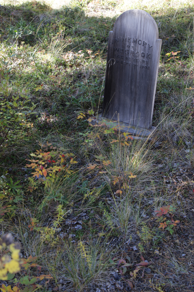 Grave of William Crook in the Atlin Pioneer Cemetery, BC