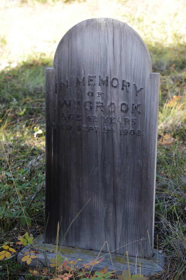 Grave of William Crook in the Atlin Pioneer Cemetery, BC