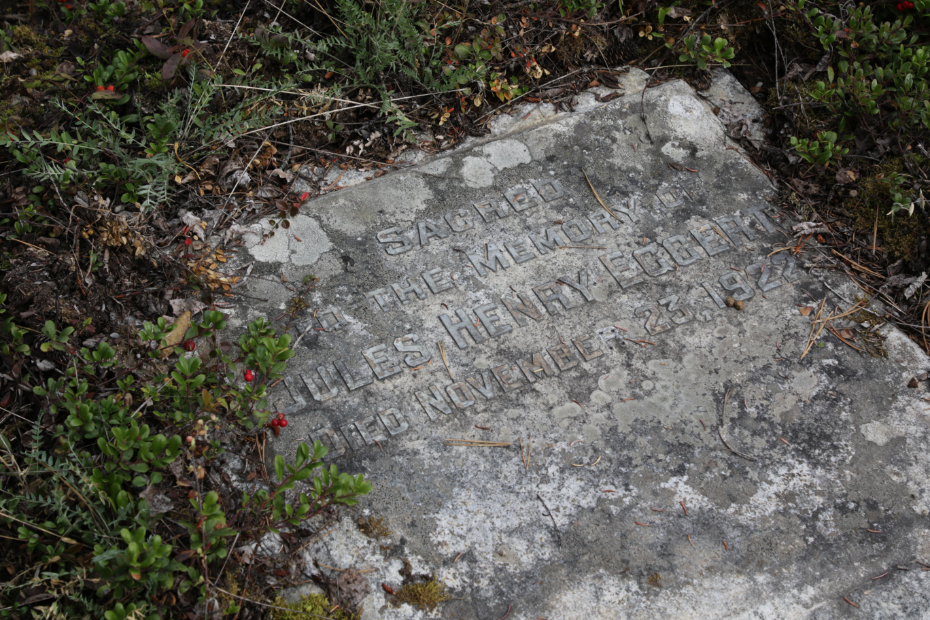 Grave of Jules Henry Eggert in the Atlin Pioneer Cemetery, BC