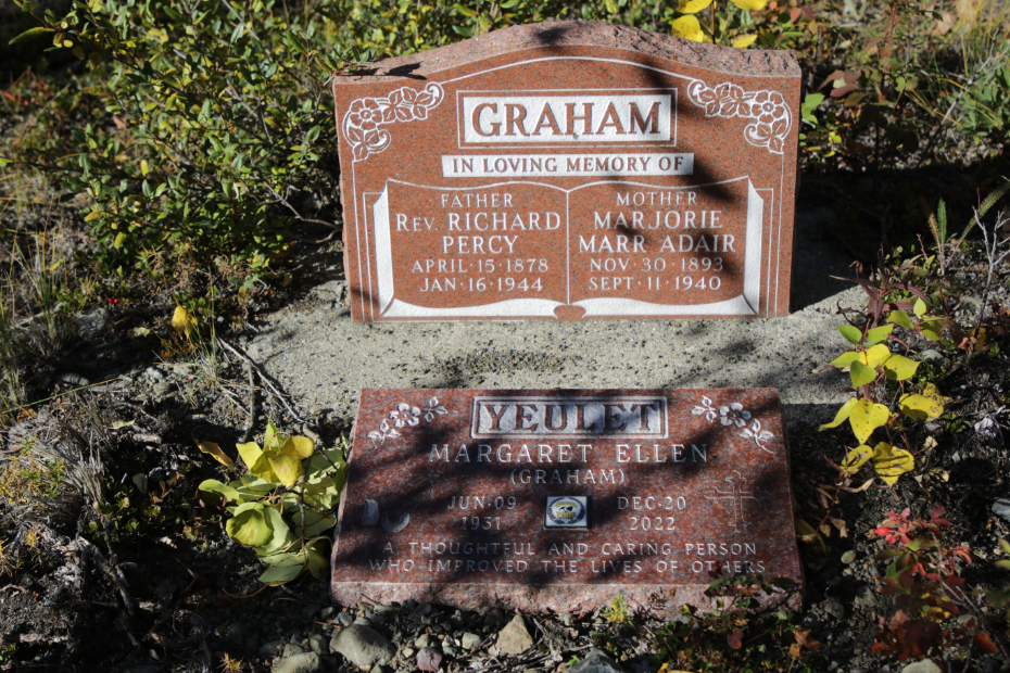 Grave of Marjorie Marr Adair Graham in the Atlin Pioneer Cemetery, BC