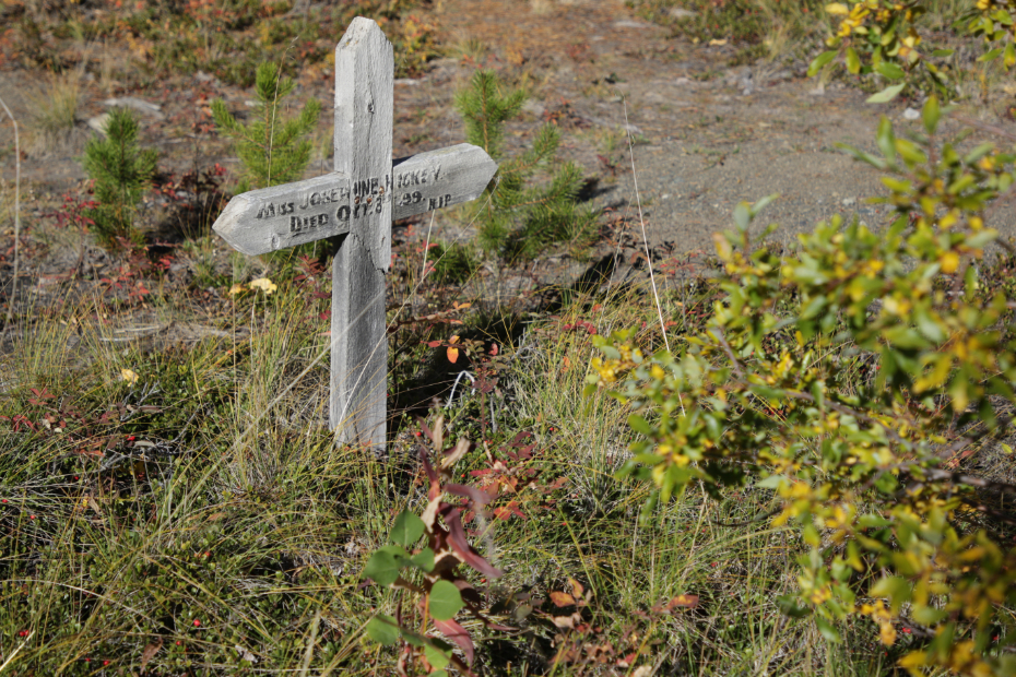 Grave of Miss Josephine Hickey in the Atlin Pioneer Cemetery, BC