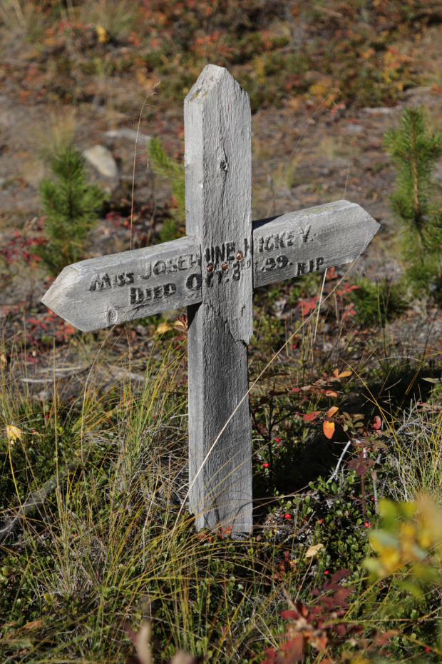 Grave of Miss Josephine Hickey in the Atlin Pioneer Cemetery, BC