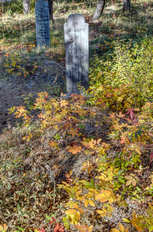 Grave of Jack Innis in the Atlin Pioneer Cemetery, BC