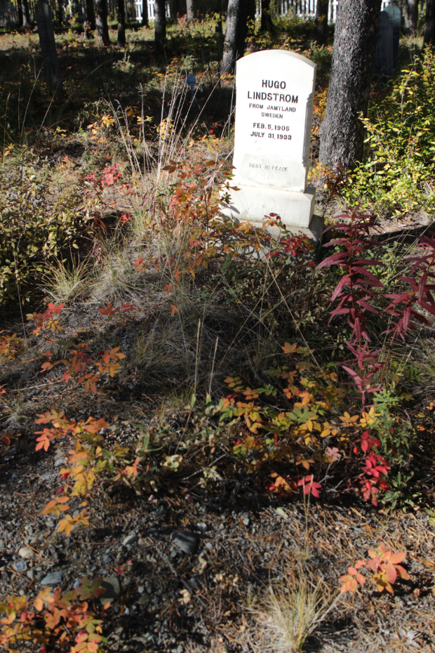 Grave of Hugo Lindstrom in the Atlin Pioneer Cemetery, BC