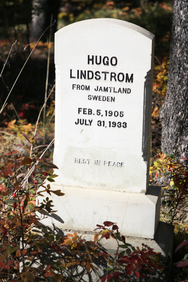 Grave of Hugo Lindstrom in the Atlin Pioneer Cemetery, BC