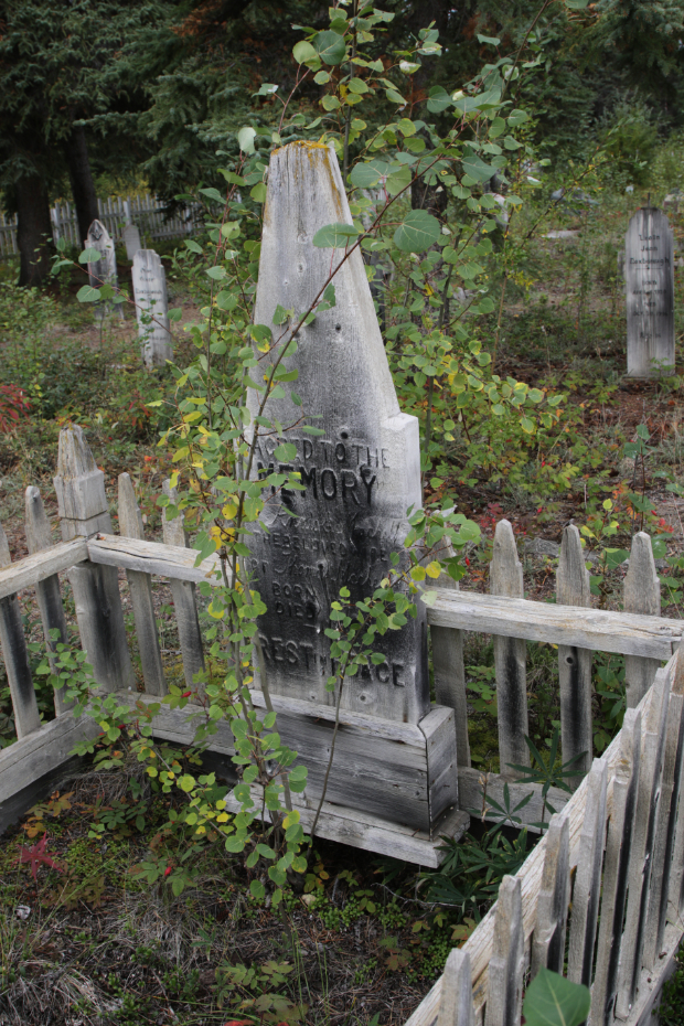 Grave of Annie E. Machell in the Atlin Pioneer Cemetery, BC