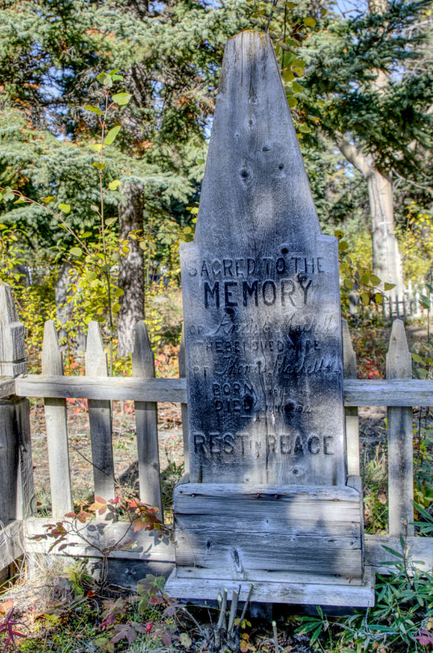 Grave of Annie E. Machell in the Atlin Pioneer Cemetery, BC