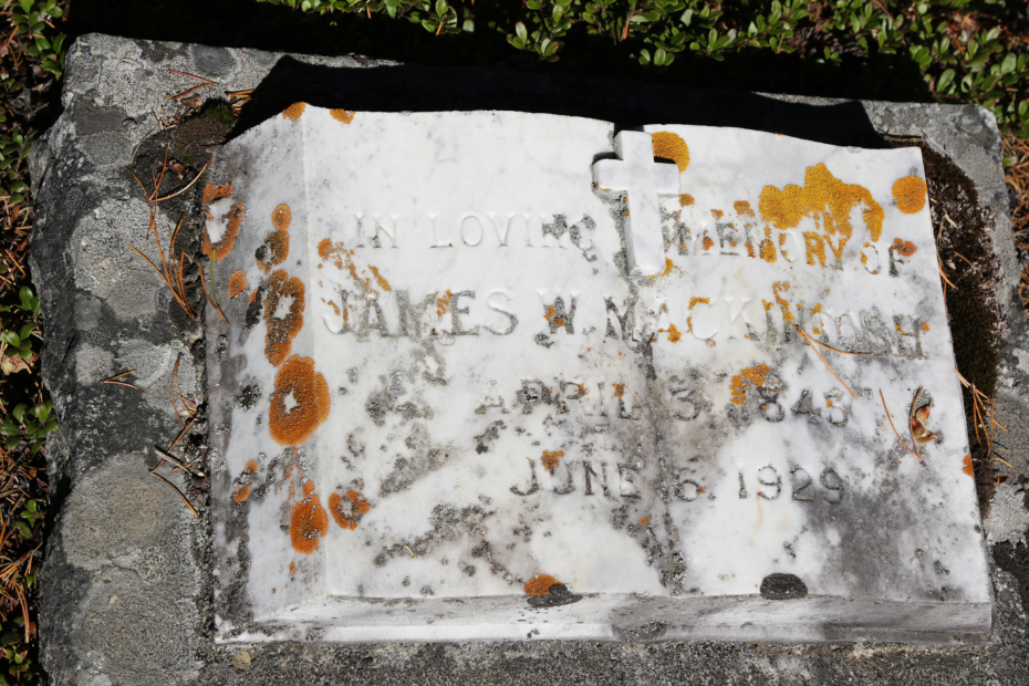 Grave of James W. Mackintosh in the Atlin Pioneer Cemetery, BC