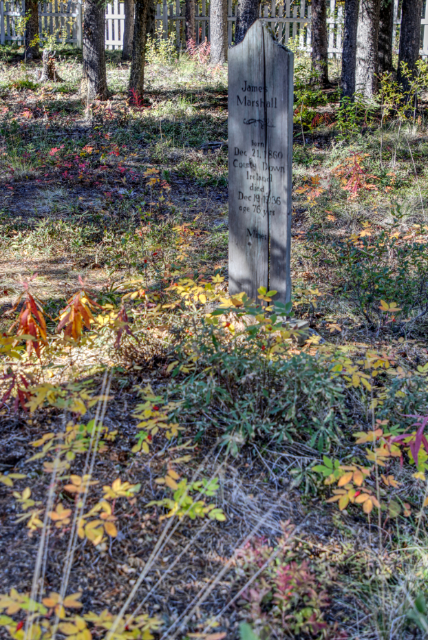 Grave of James Marshall in the Atlin Pioneer Cemetery, BC