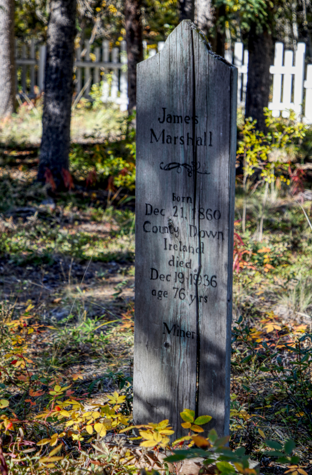 Grave of James Marshall in the Atlin Pioneer Cemetery, BC