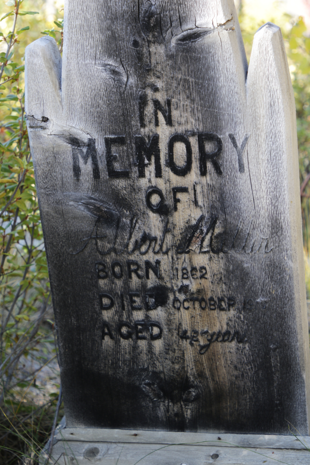 Grave of Albert Miller in the Atlin Pioneer Cemetery, BC