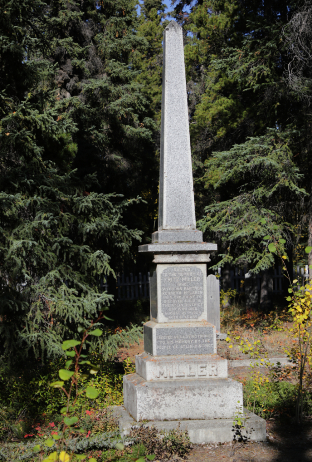 Grave of Fritz Miller in the Atlin Pioneer Cemetery, BC