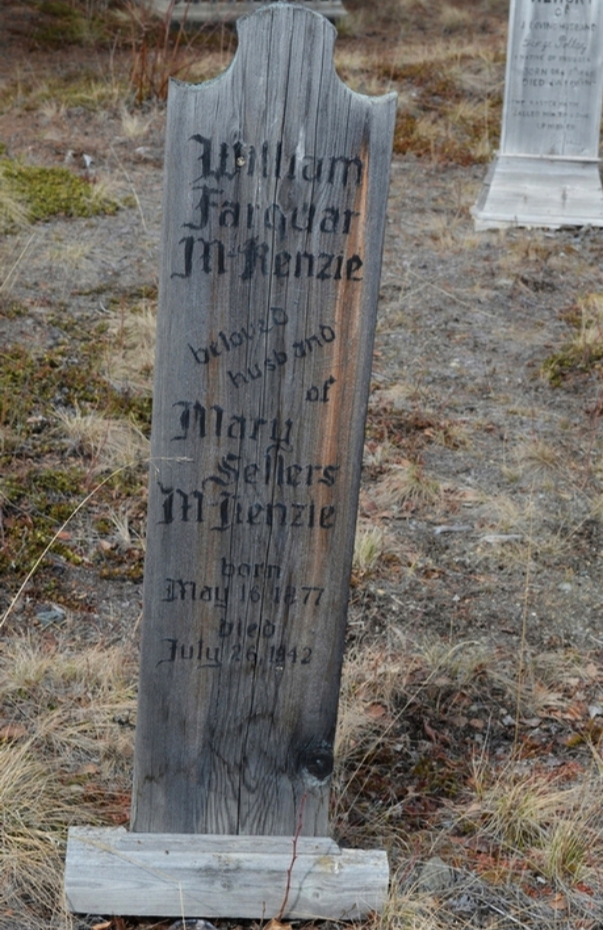 Grave of William Farquar M'Kenzie in the Atlin Pioneer Cemetery, BC