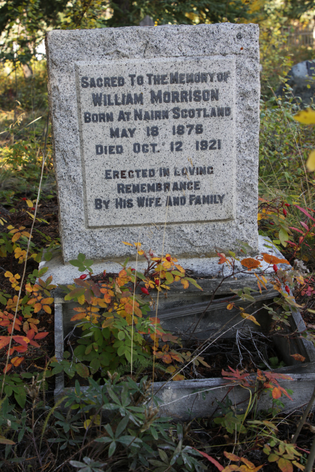 Grave of William Morrison in the Atlin Pioneer Cemetery, BC