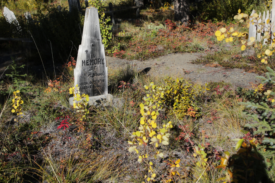 Grave of William Henry Powell in the Atlin Pioneer Cemetery, BC