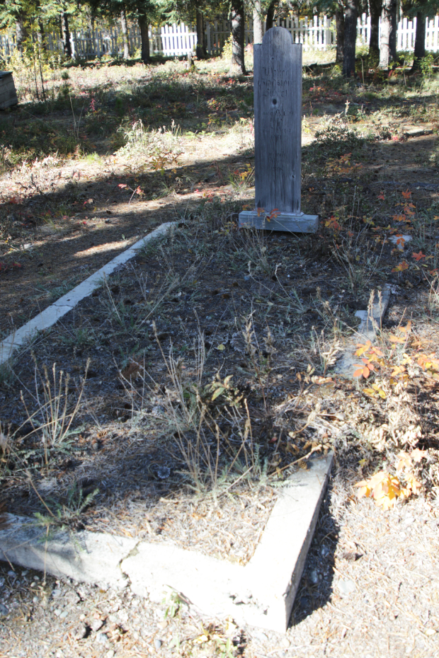 Grave of Walter Gladstone Sweet in the Atlin Pioneer Cemetery, BC