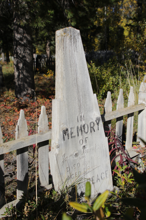 Grave of James Thompson in the Atlin Pioneer Cemetery, BC