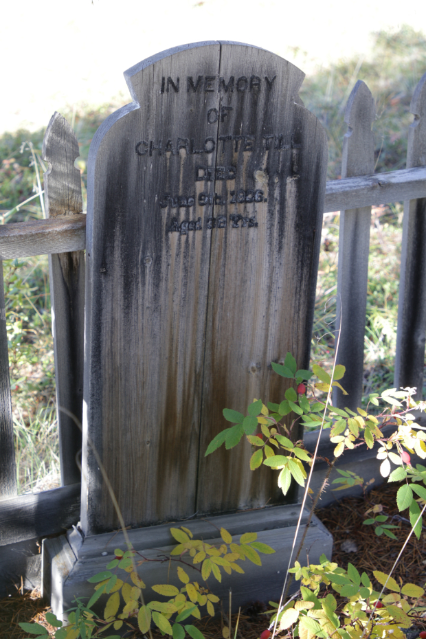 Grave of Charlotte Till in the Atlin Pioneer Cemetery, BC