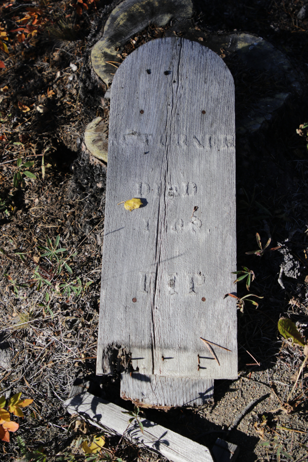 Grave of Mary A. Turner in the Atlin Pioneer Cemetery, BC
