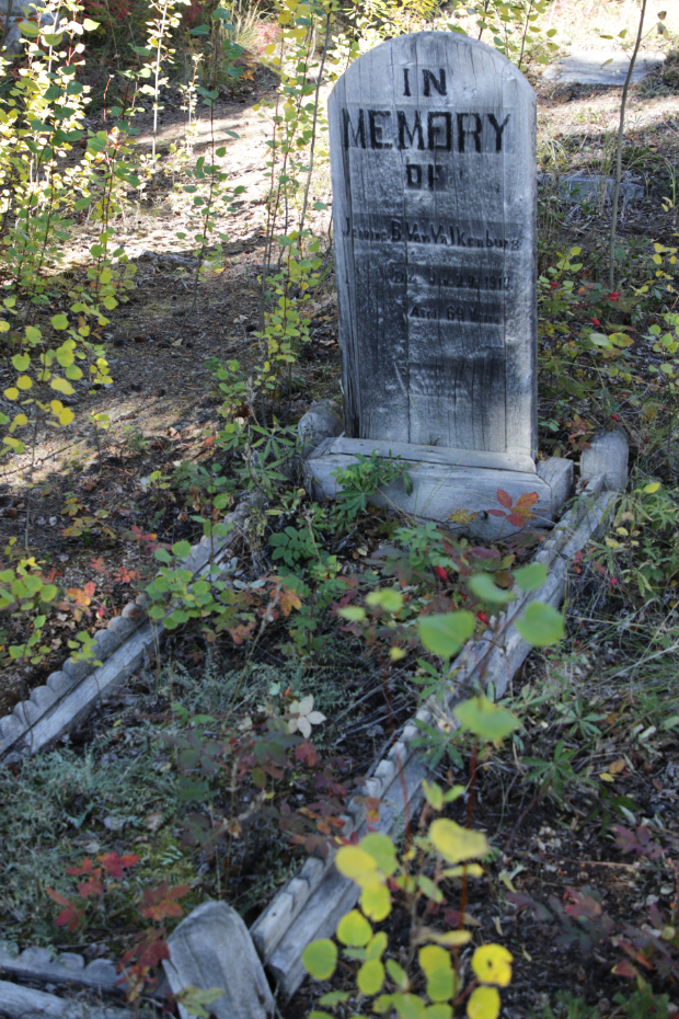 Grave of Jerome B. Van Valkenburg in the Atlin Pioneer Cemetery, BC