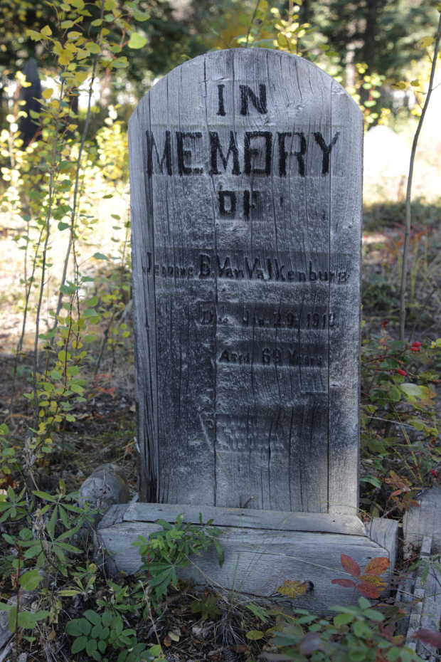 Grave of Jerome B. Van Valkenburg in the Atlin Pioneer Cemetery, BC