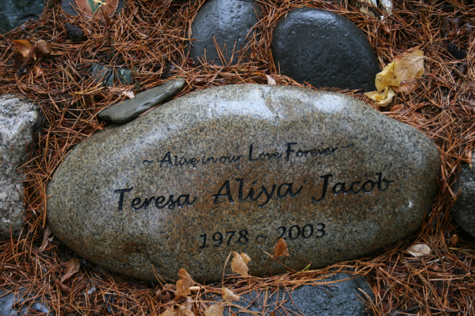 Grave of Teresa Aliya Jacob in the Glenora Cemetery, BC
