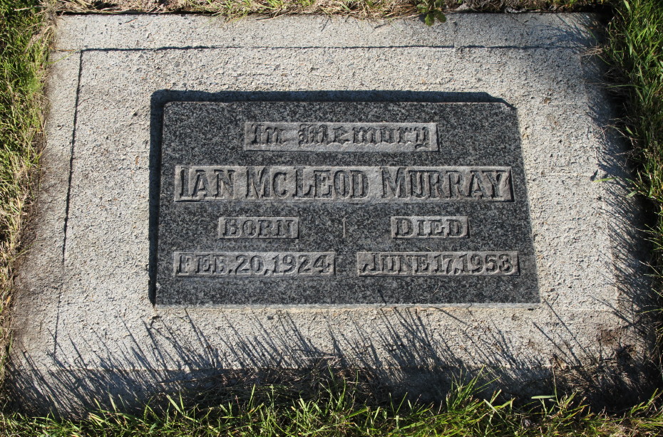 Grave of Ian McLeod Murray in the Whitehorse Pioneer Cemetery, Yukon