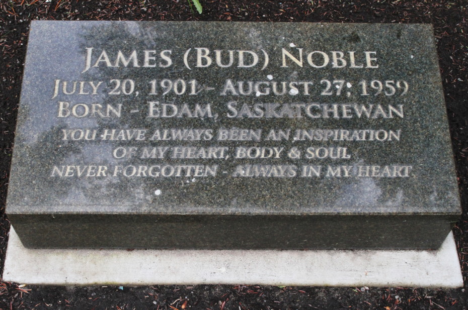 Grave of James 'Bud' Noble in the Whitehorse Pioneer Cemetery, Yukon