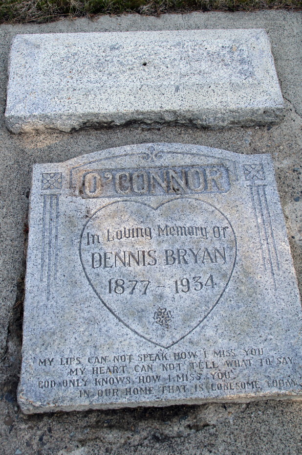 Grave of Dennis Bryan O'Connor in the Whitehorse Pioneer Cemetery, Yukon