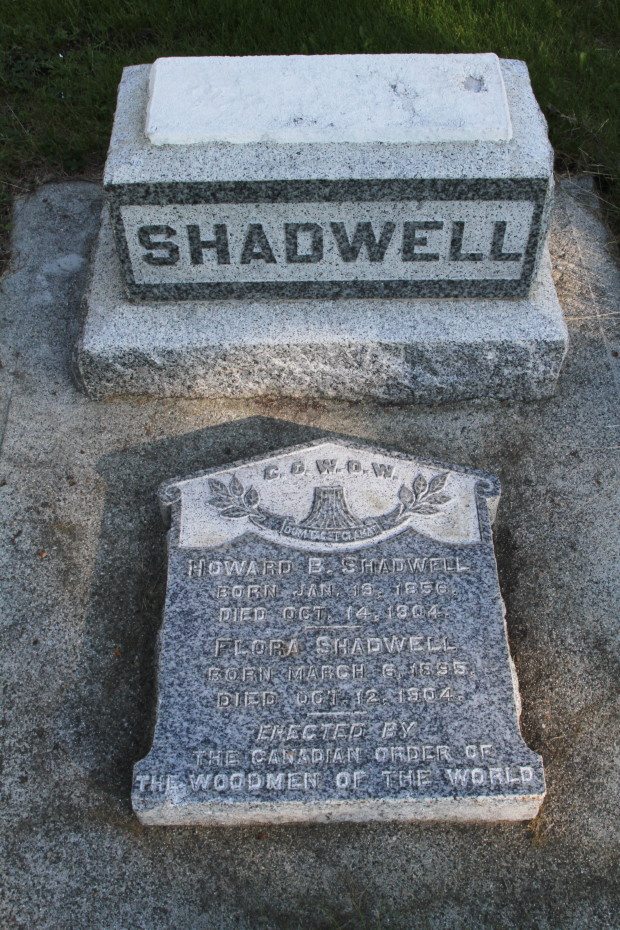 Grave of Howard Brockway Shadwell and Flora Whittington Shadwell in the Whitehorse Pioneer Cemetery, Yukon