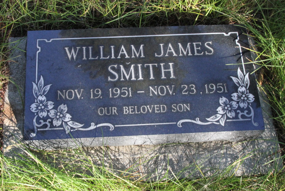 Grave of baby William James Smith in the Whitehorse Pioneer Cemetery, Yukon