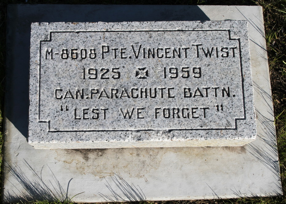 Grave of Vincent Twist in the Whitehorse Pioneer Cemetery, Yukon