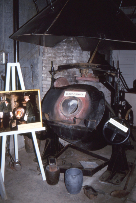 The blast furnace in the Gold Room at Bear Creek in July 1995. Photo by Murray Lundberg.