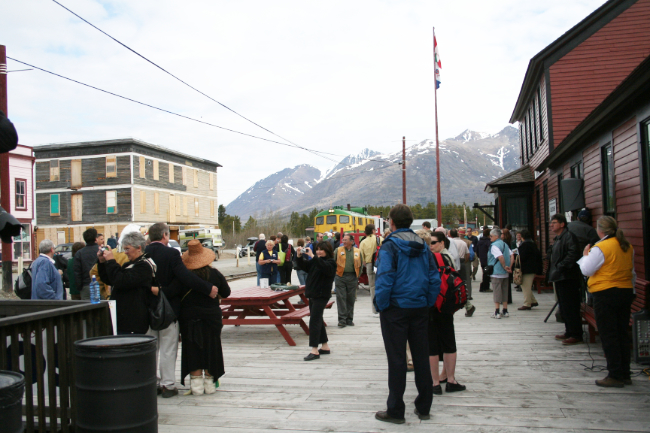 The return of passenger train service to Carcross - May 25, 2007. Photo by Murray Lundberg.