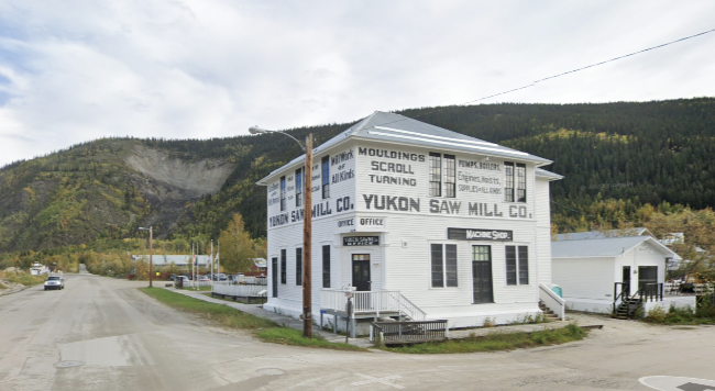 The Yukon Sawmill Company office in Dawson, Yukon, in September 2022. Photo by Google.