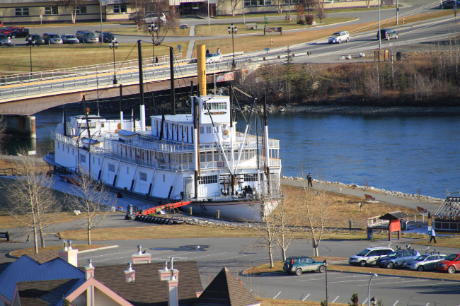 The S.S. Klondike from the top of the escarpment on October 17, 2011. Photo by Murray Lundberg.
