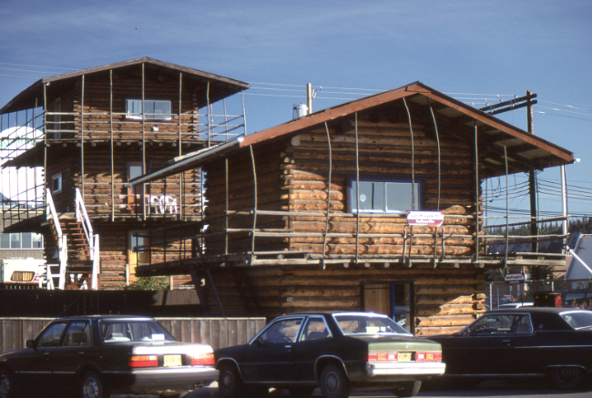 Log Skyscrapers, August 1990. Photo by Murray Lundberg - Kodachrome slide.