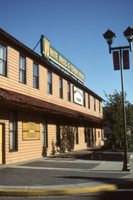 White Pass and Yukon Route railway depot in August 1990. Photo by Murray Lundberg.