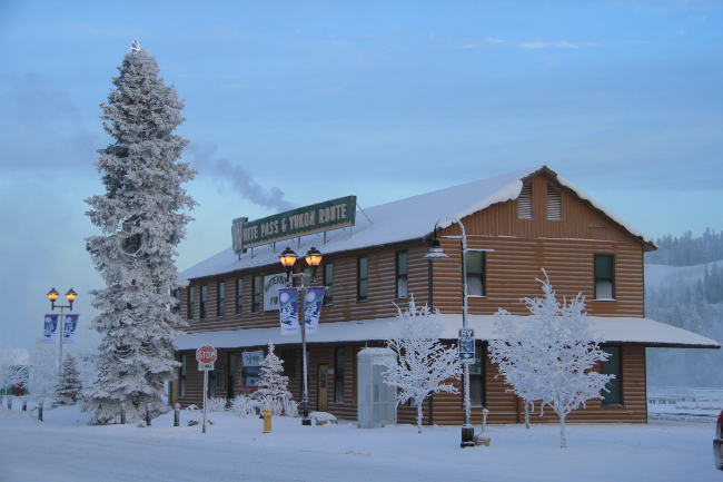 The White Pass and Yukon Route railway depot, January 6, 2015. Photo by Murray Lundberg.