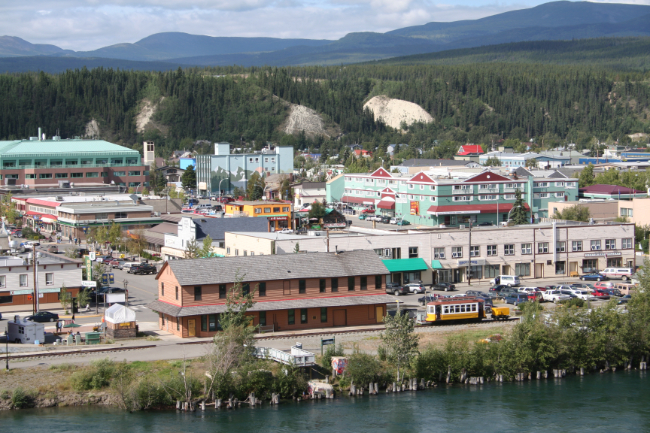 The Waterfront Trolley pulls up to the White Pass depot on August 10, 2006. Photo by Murray Lundberg.
