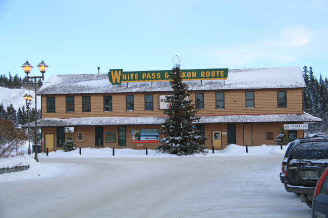 The White Pass and Yukon Route railway depot, December 24, 2012. Photo by Murray Lundberg.