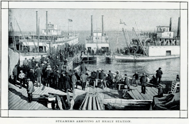 Steamers arriving at Healy Station - Romances of the World's Great Mines: The Klondike, 1903