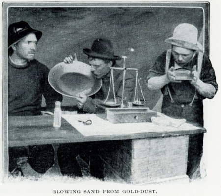 Blowing sand from gold dust - Romances of the World's Great Mines: The Klondike, 1903
