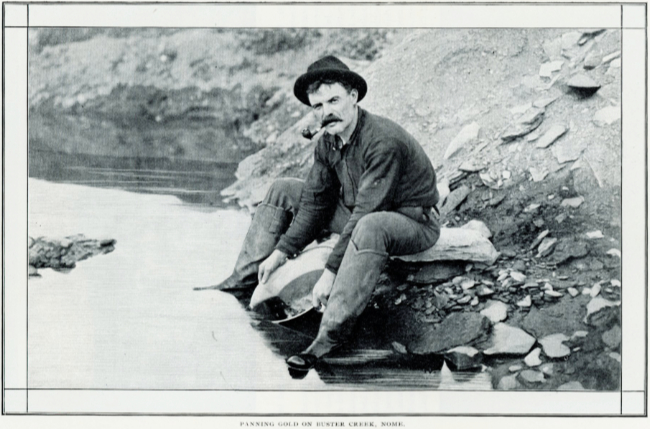 Panning gold on Buster Creek, Nome - Romances of the World's Great Mines: The Klondike, 1903