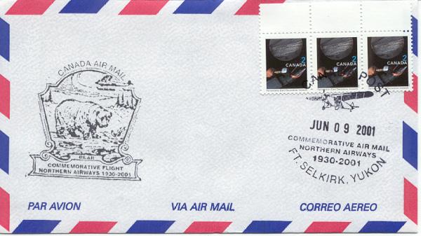 Special envelope ('cover' to collectors) flown by Fokker Super Universal CF-AAM in the Yukon in June 2001
