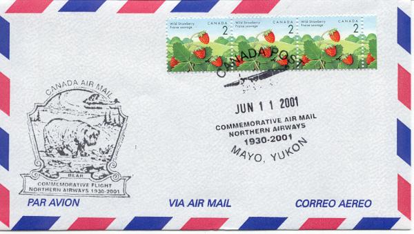 Special envelope ('cover' to collectors) flown by Fokker Super Universal CF-AAM in the Yukon in June 2001