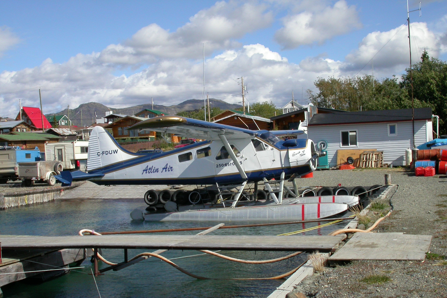 C-FDUW, Atlin Air's Dehavilland DHC-2 Mk. 1 Beaver on floats, at Atlin, BC, August 31, 2003.