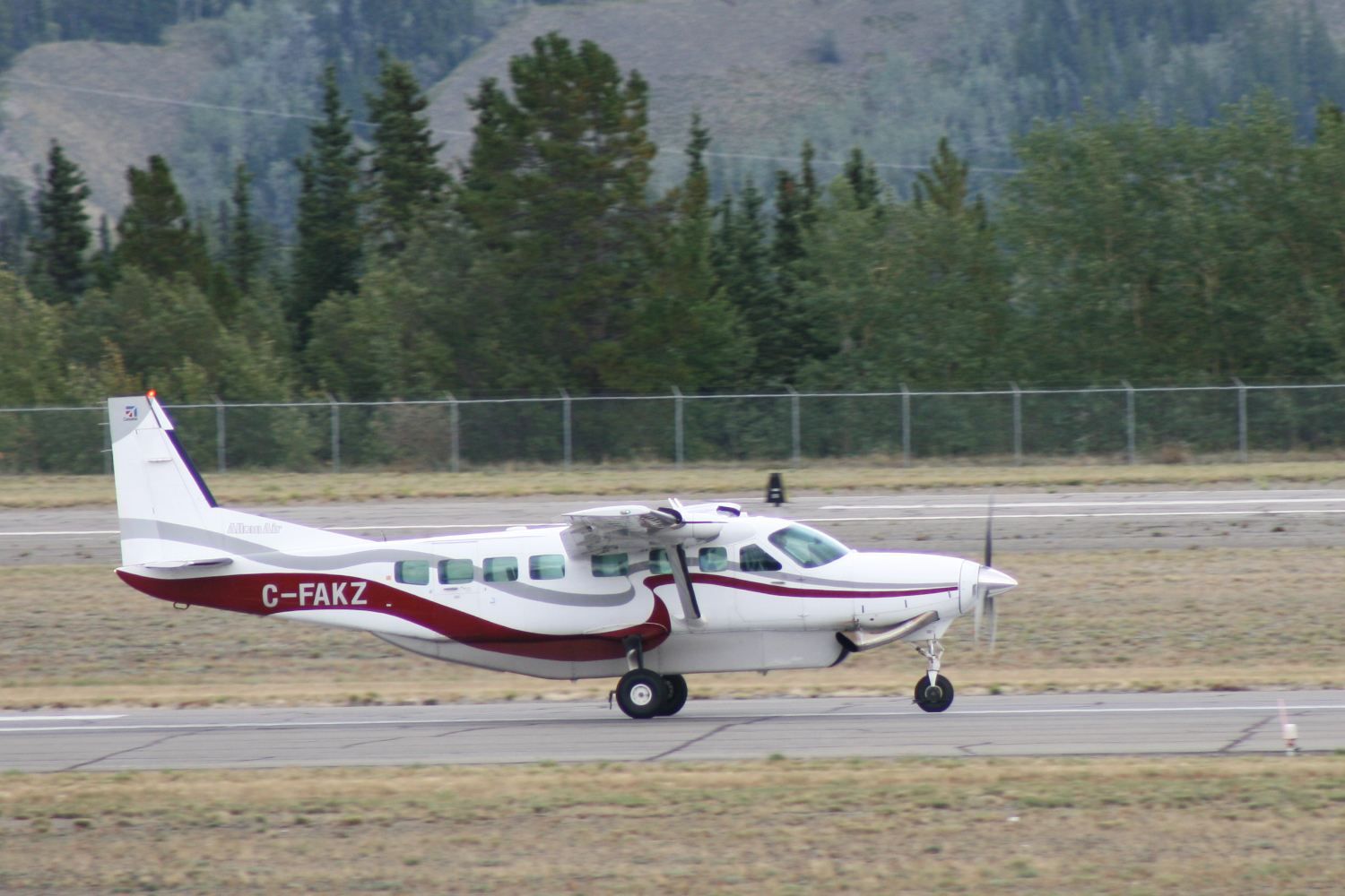Alkan Air's Cessna 208B  Grand Caravan C-FAKZ taking off at Whitehorse, Yukon, on August 25, 2009.