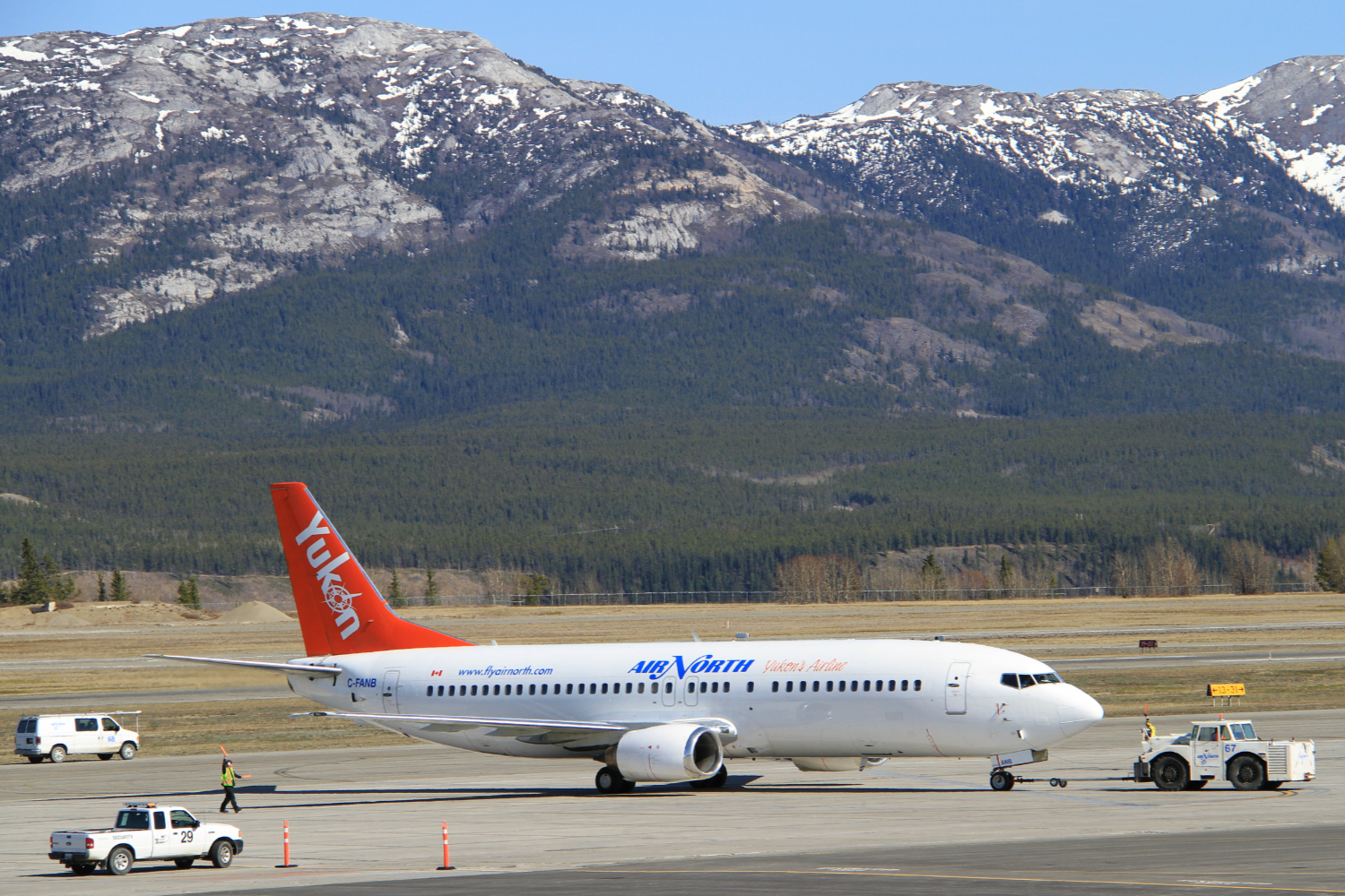 Air North's Boeing 737 C-FANB at Whitehorse, Yukon (YXY), on May 23, 2013.