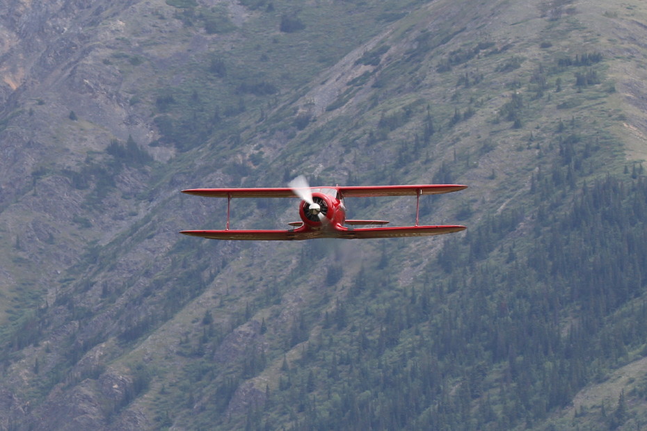 CF-BKQ: 1943 Staggerwing Beech D17S at Carcross, Yukon (CFA4) on June 22, 2019